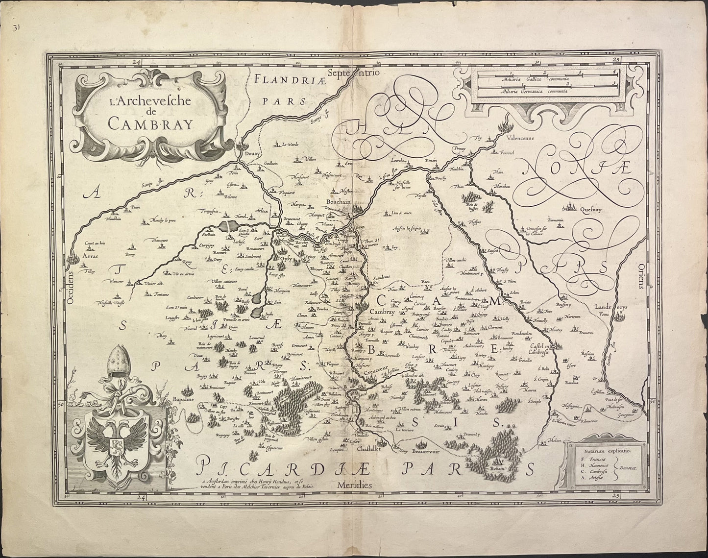 Carte ancienne Archeveche Cambrai