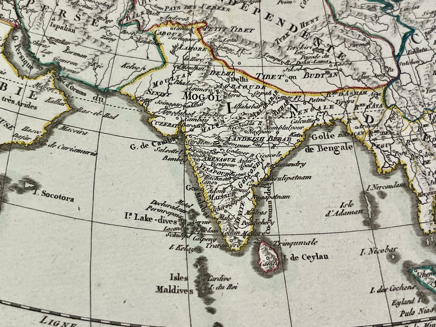 Carte ancienne Asie Inde par Chanlaire