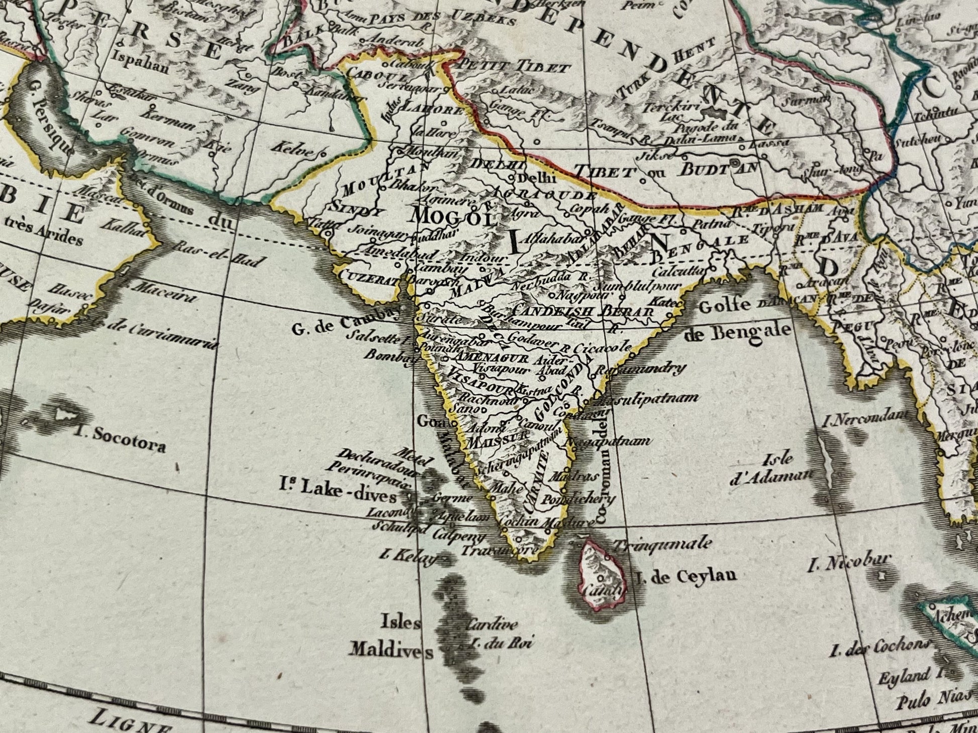 Carte ancienne Asie Inde par Chanlaire