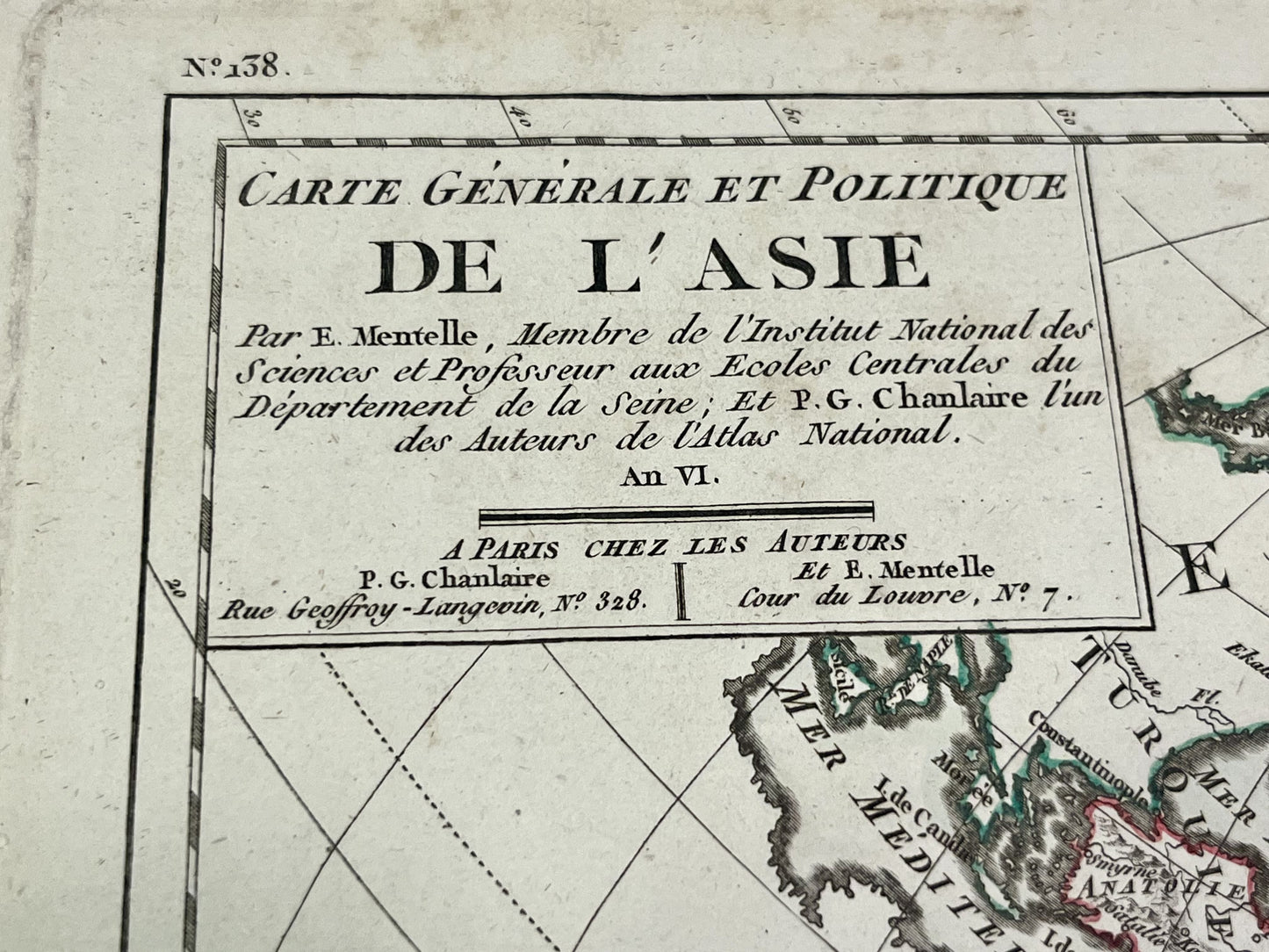 Carte ancienne Asie par Chanlaire et Mentelle