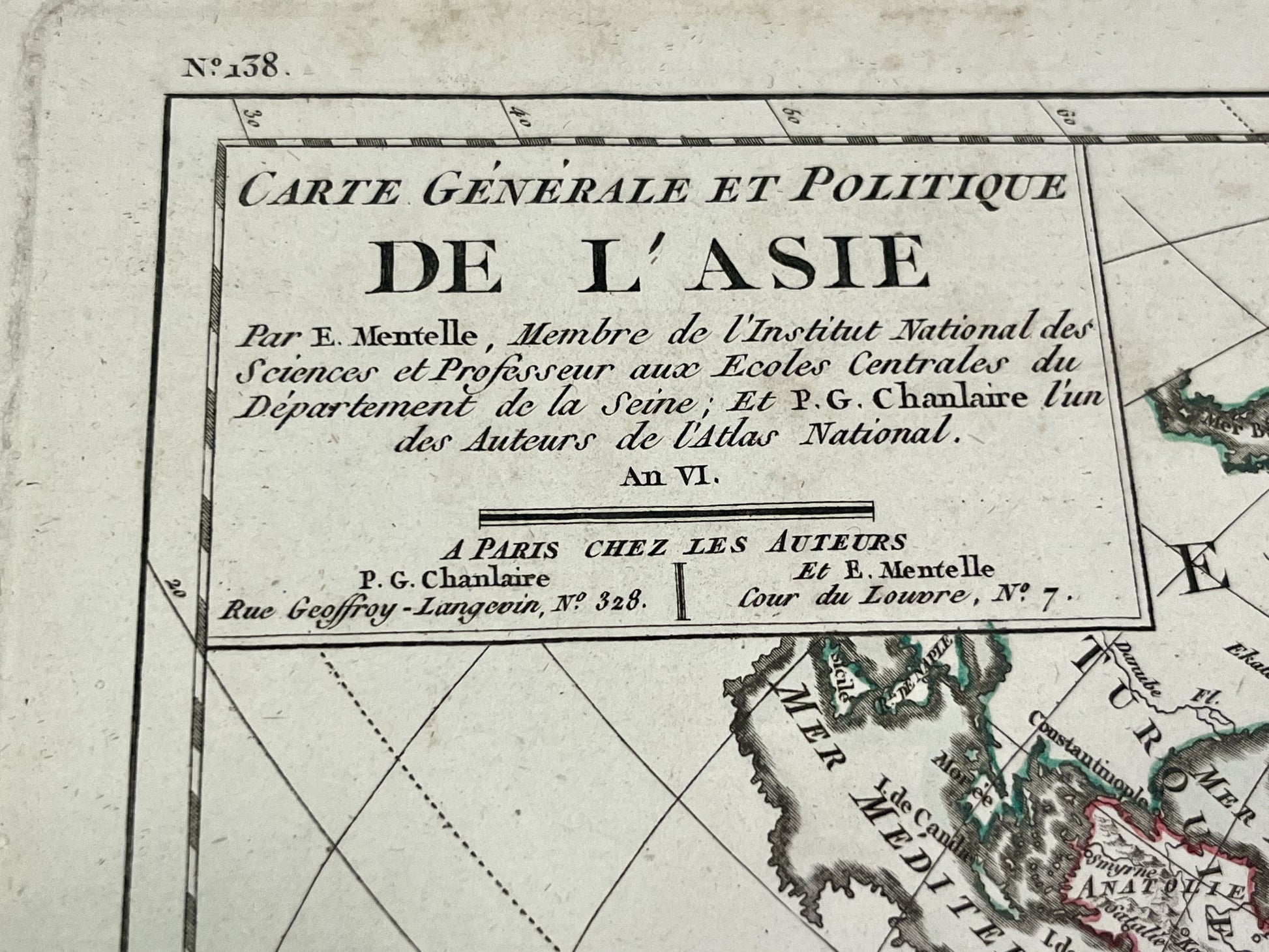 Carte ancienne Asie par Chanlaire et Mentelle