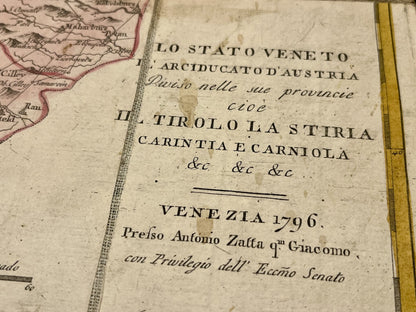Carte ancienne Autriche et Venise par Antonio Zatta