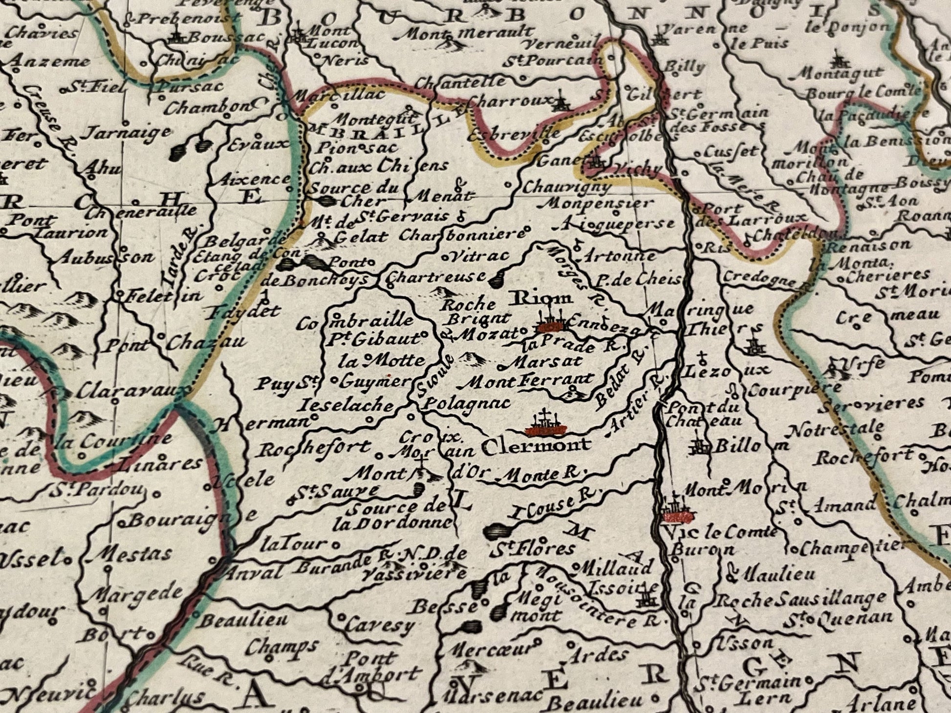 Carte ancienne Auvergne Clermont