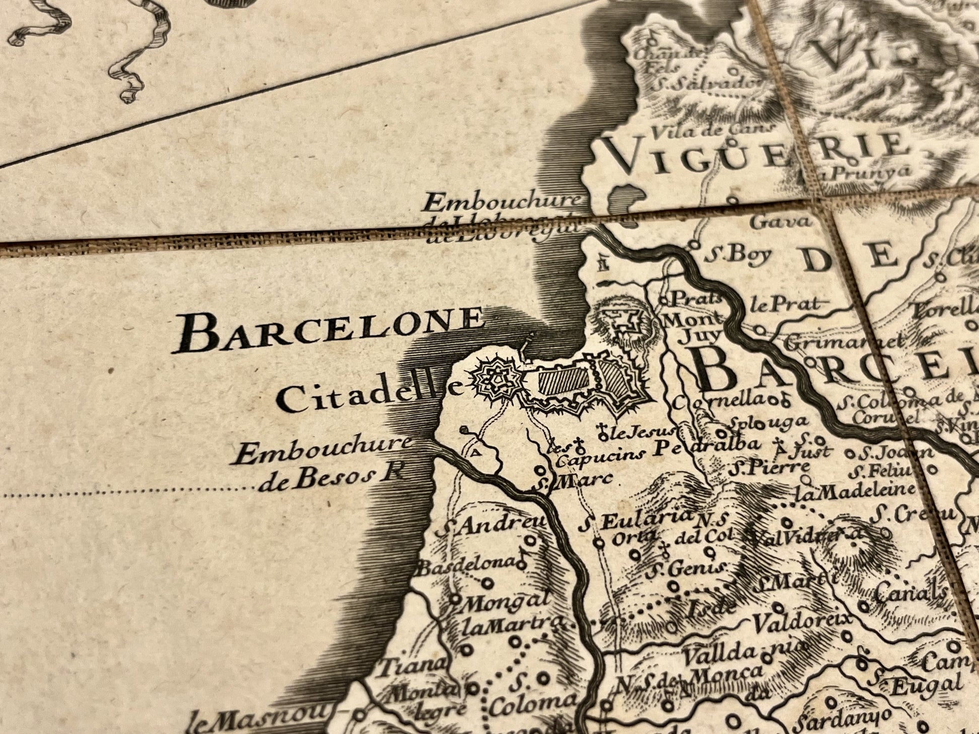 Carte ancienne Barcelone et Pyrenees par Roussel