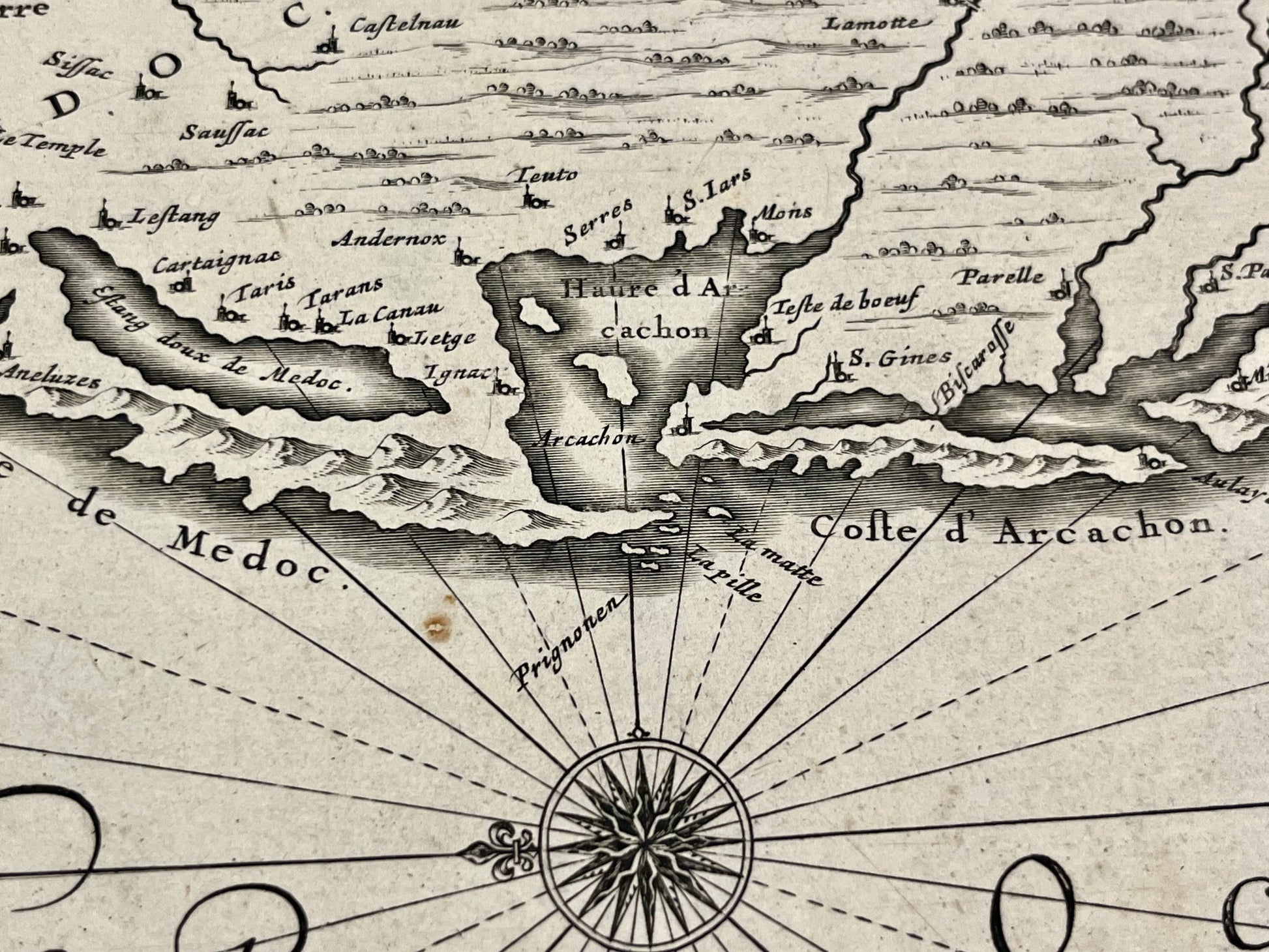 Carte ancienne Bassin Arcachon Guyenne