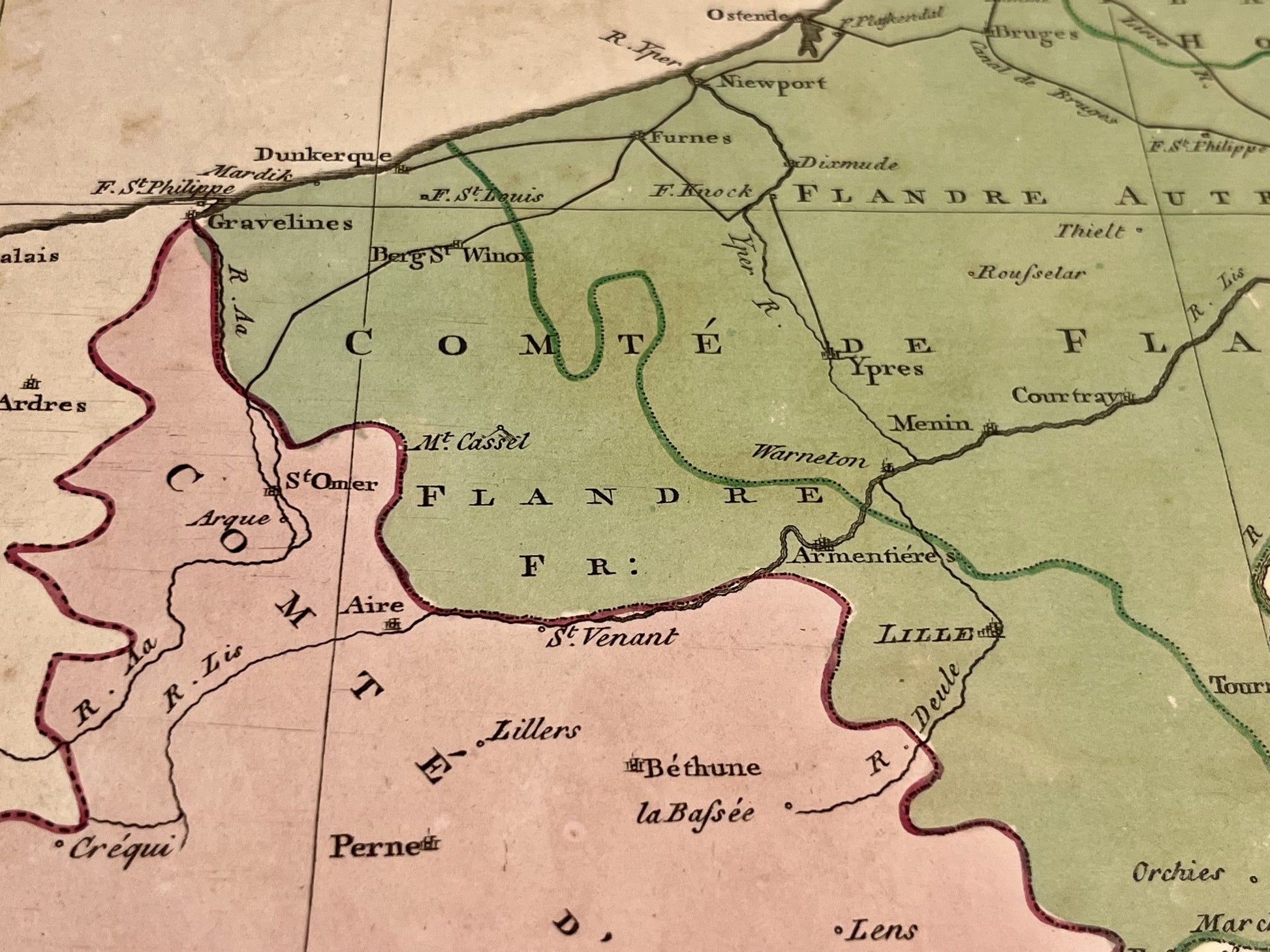 Carte ancienne Belgique et Flandres authentique