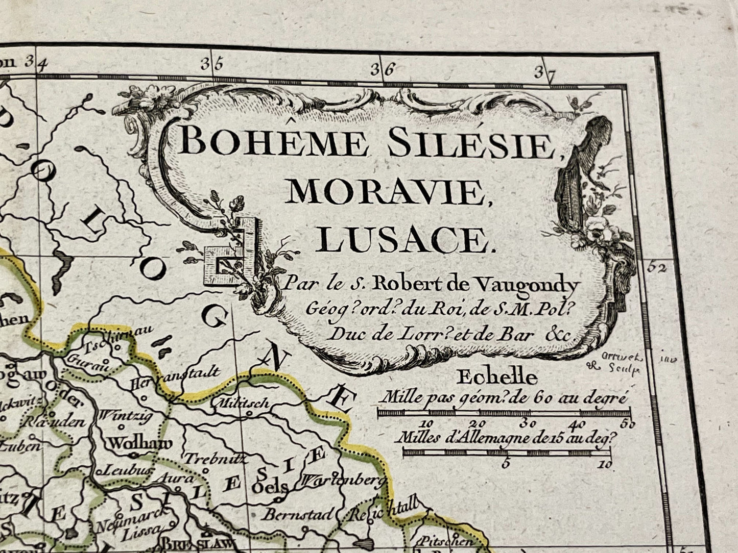 Carte ancienne Boheme et Silesie par Vaugondy
