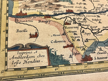 Carte ancienne Bourgogne Charolais par Hondius