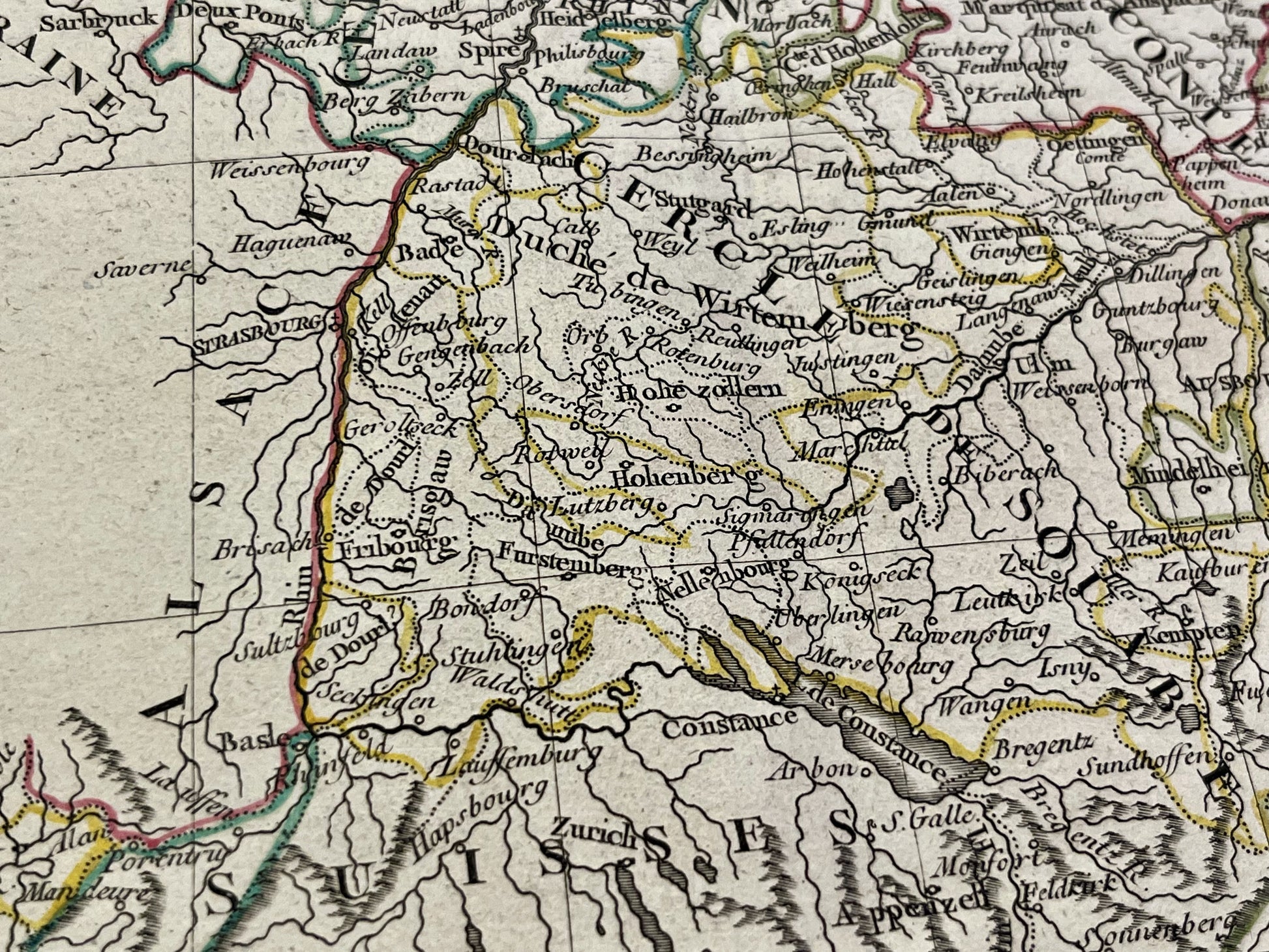 Carte ancienne Cercle Souabe Allemagne