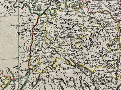 Carte ancienne Cercle Souabe Allemagne