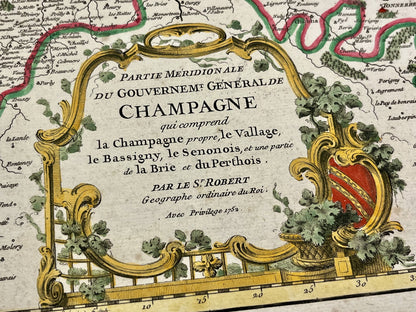 Carte ancienne Champagne par Robert de Vaugondy