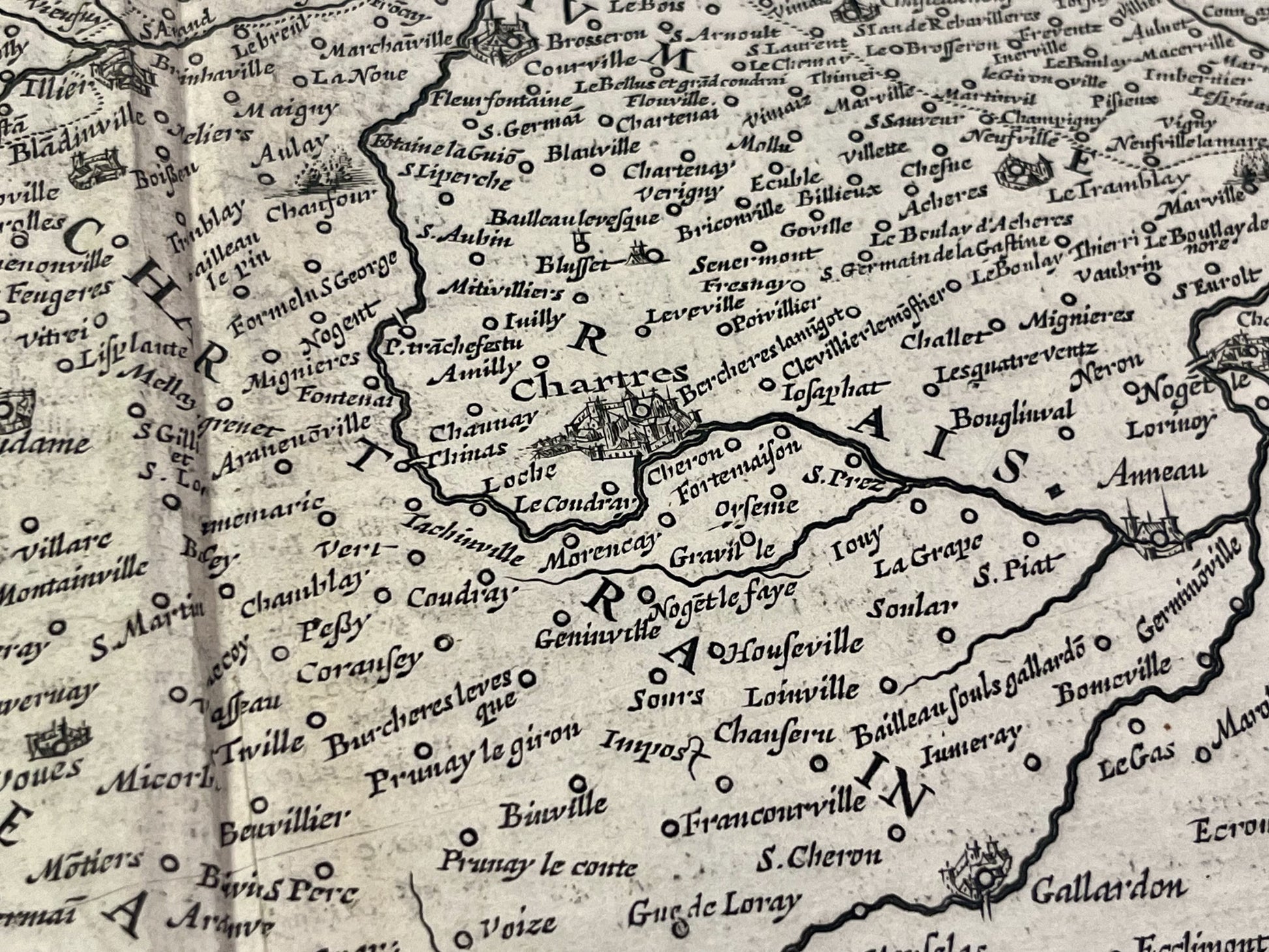 Carte ancienne Chartres Beauce