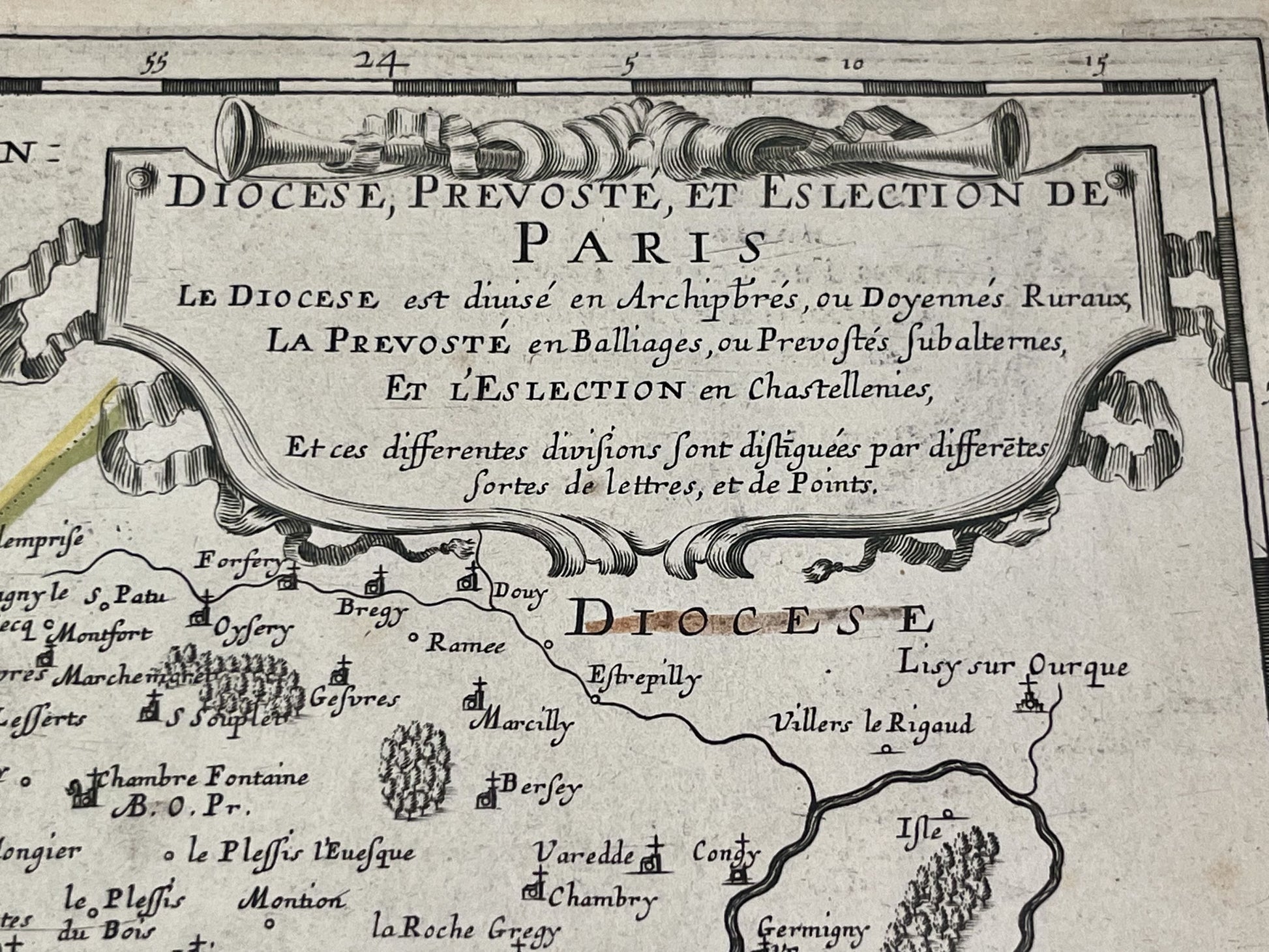 Carte ancienne Diocese Prevote Election de Paris