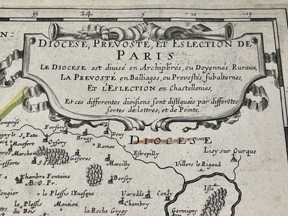 Carte ancienne Diocese Prevote Election de Paris