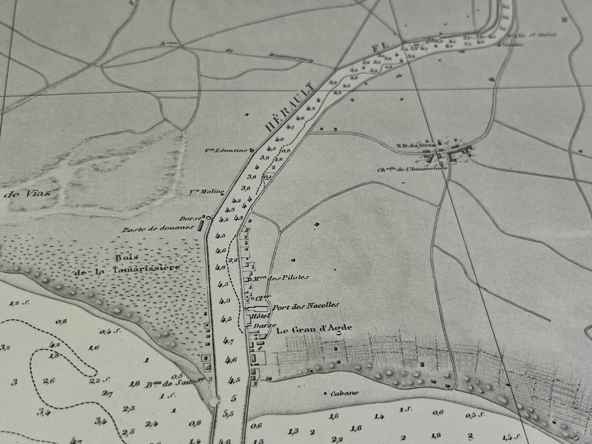 Carte ancienne Embouchure Herault