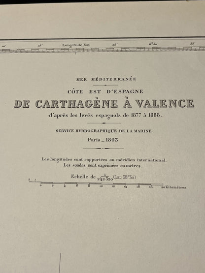 Carte ancienne Espagne Carthagene Valence