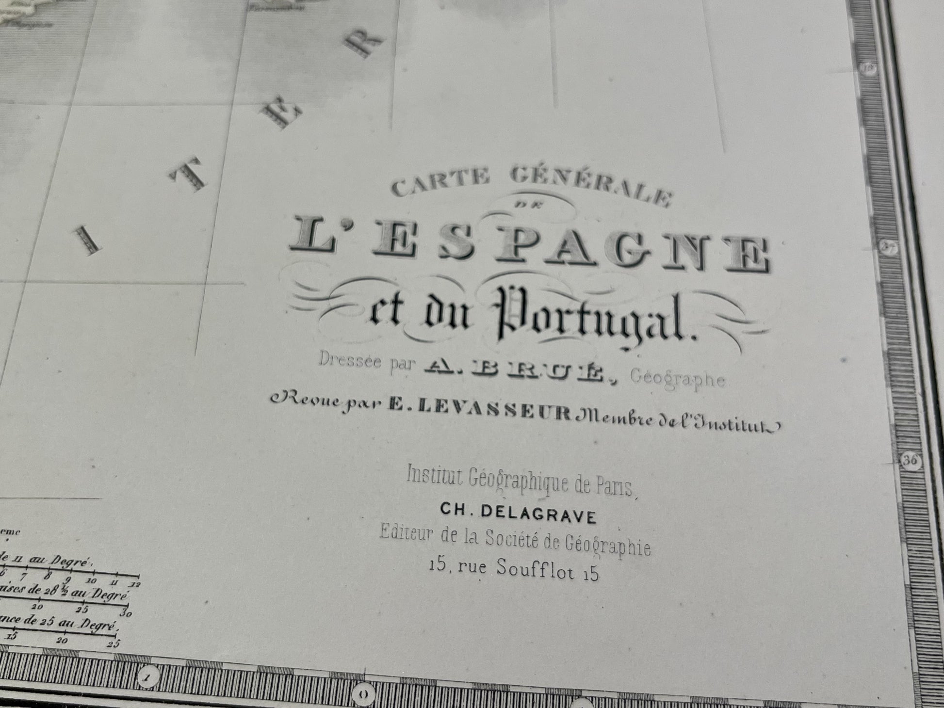 Carte ancienne Espagne Portugal par Brue