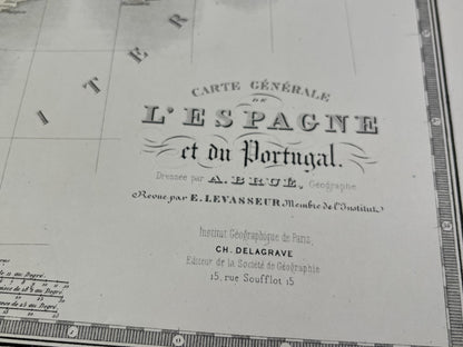 Carte ancienne Espagne Portugal par Brue