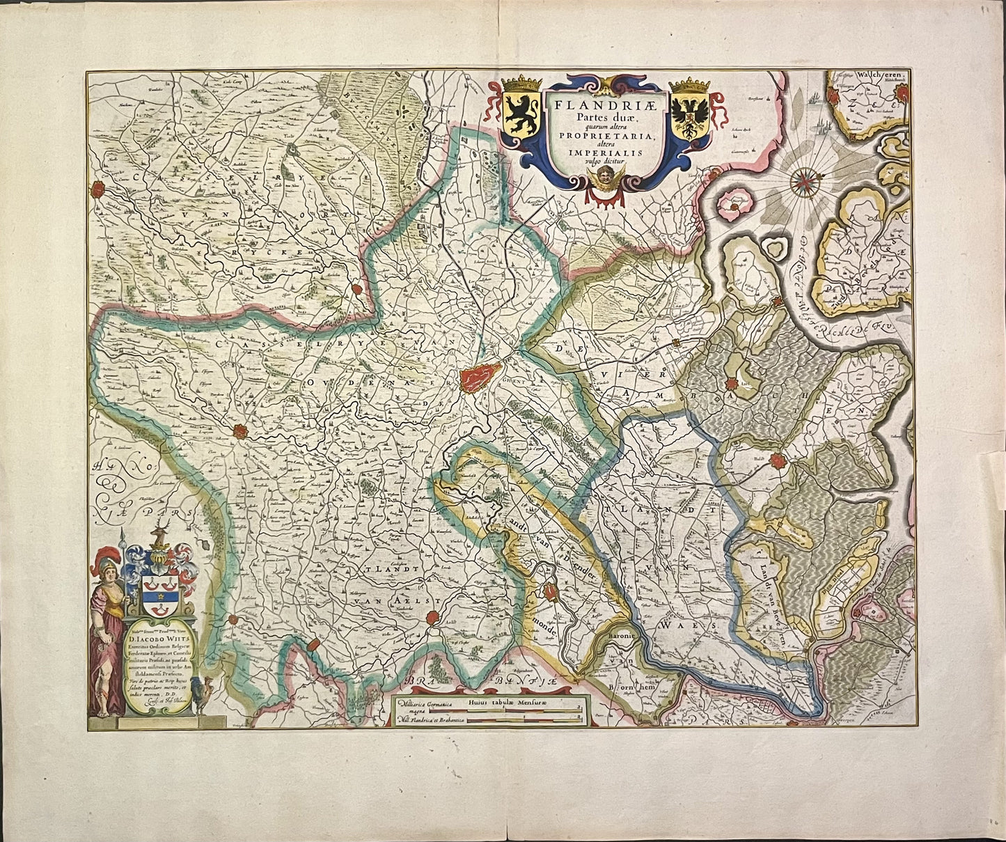 Carte ancienne Flandres Gand par Blaeu