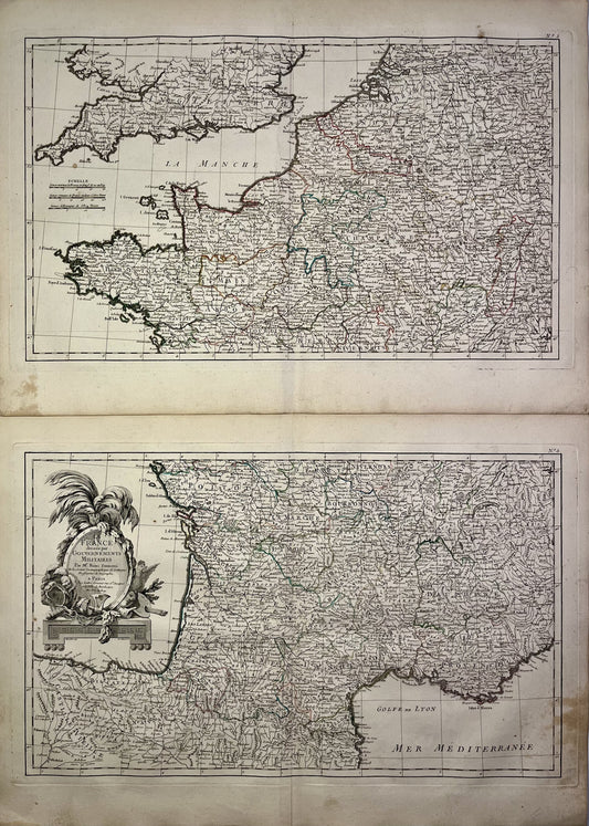 Carte ancienne France gouvernements militaires