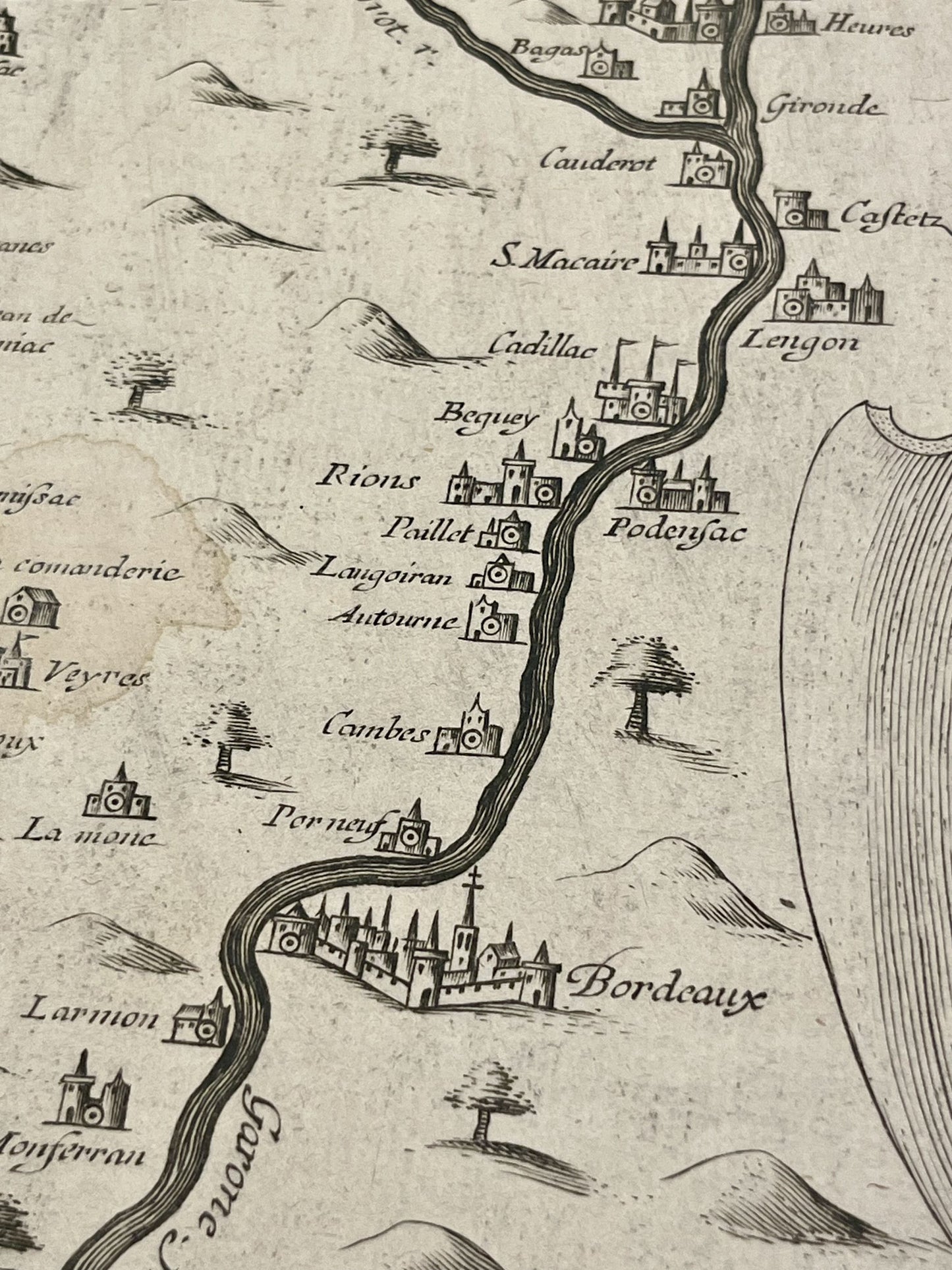 Carte ancienne Garonne Bordeaux