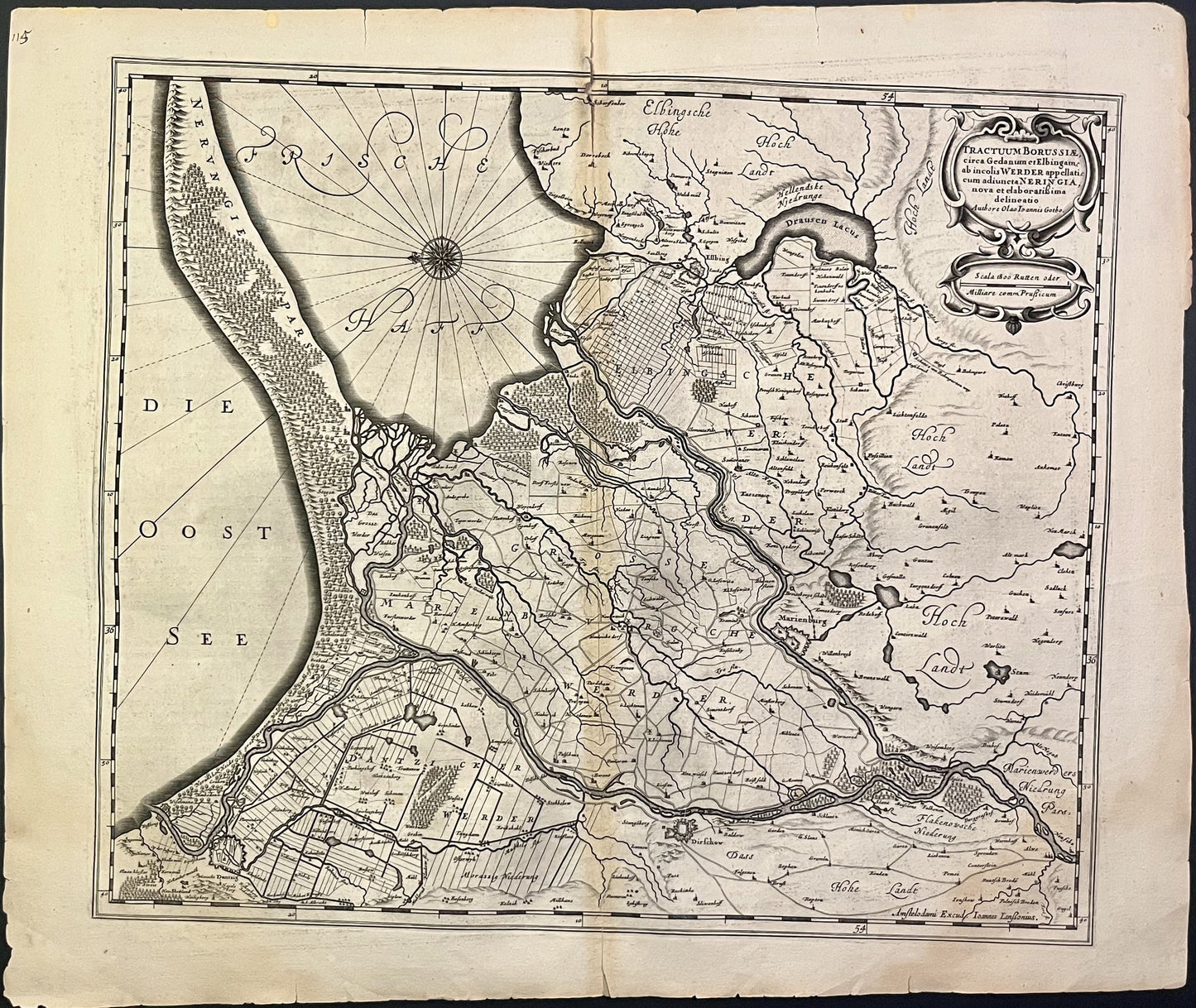 Carte ancienne Gdansk Elblag Pologne