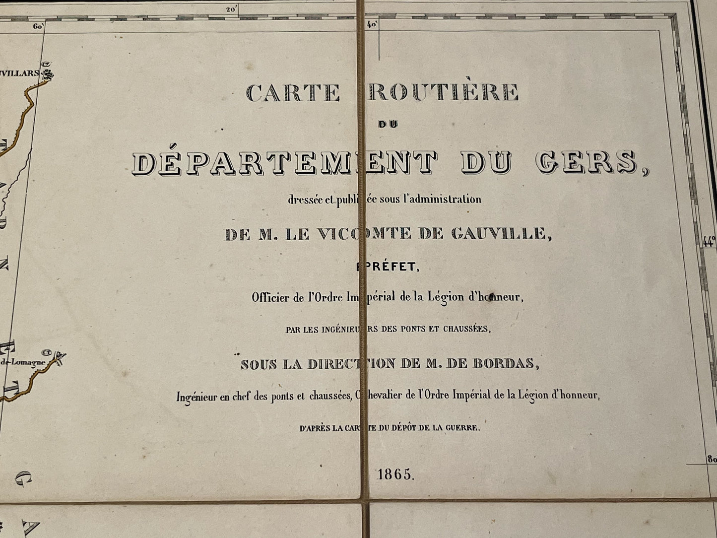 Carte ancienne Gers Vicomte de Gauville