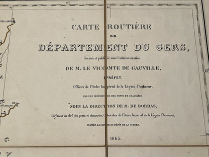 Carte ancienne Gers Vicomte de Gauville