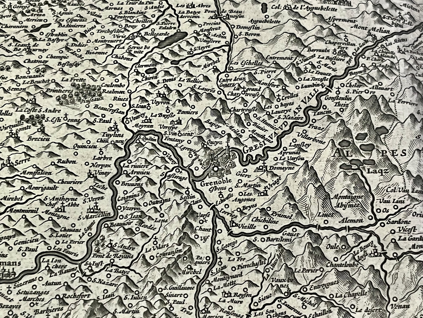 Carte ancienne Grenoble par Jean de Beins
