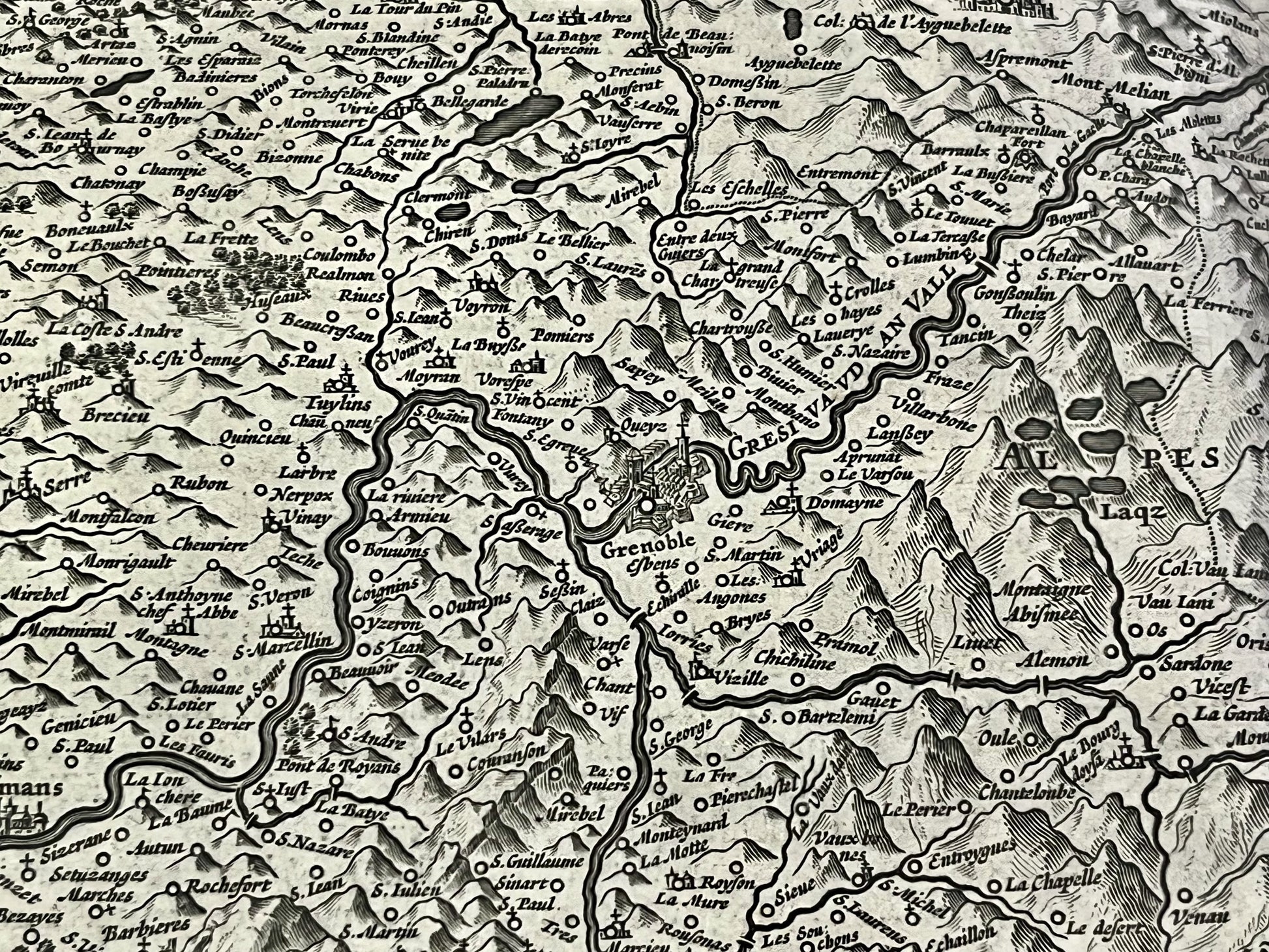 Carte ancienne Grenoble par Jean de Beins