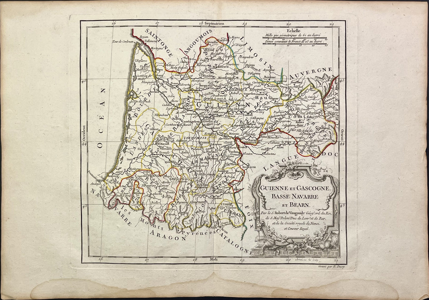 Carte ancienne Guyenne et Gascogne