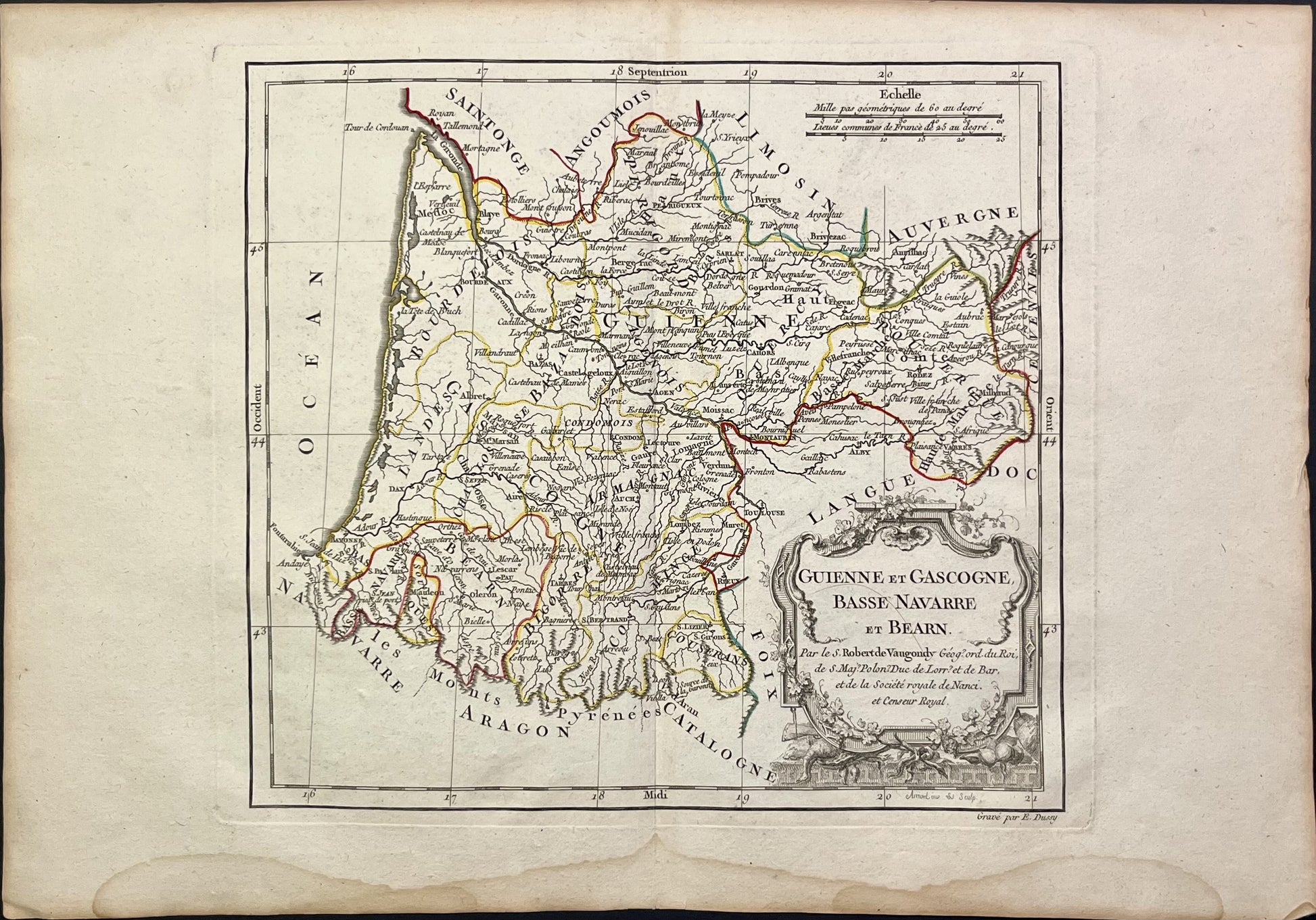Carte ancienne Guyenne et Gascogne
