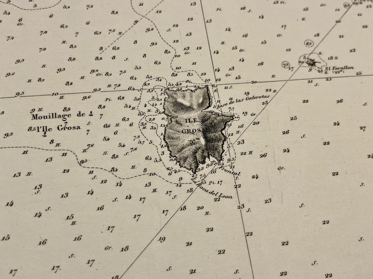 Carte ancienne Ile Grosa Espagne