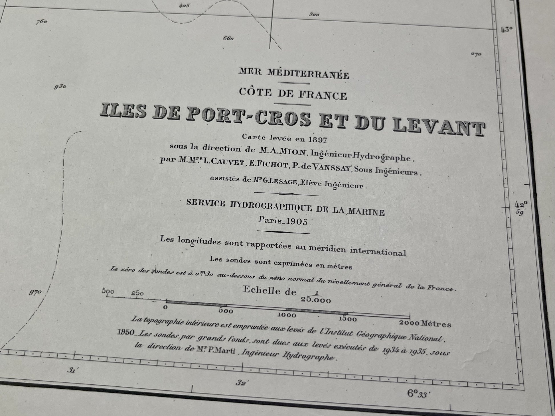 Carte ancienne Iles Port-Cros et Levant