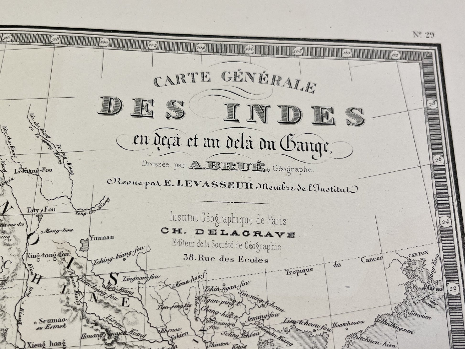 Carte ancienne Indes par Brue