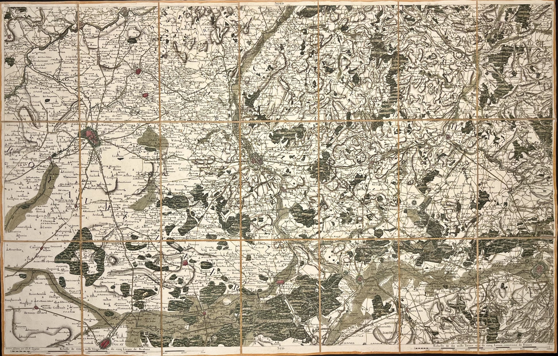 Carte ancienne Lille Mons Tournai par Comte de Ferraris