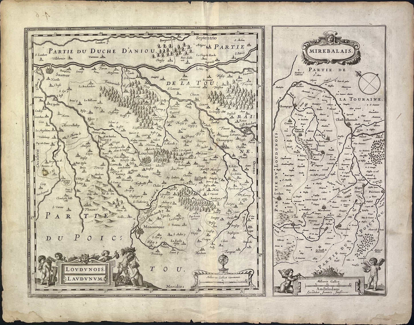 Carte ancienne Loudun et Mirebeau