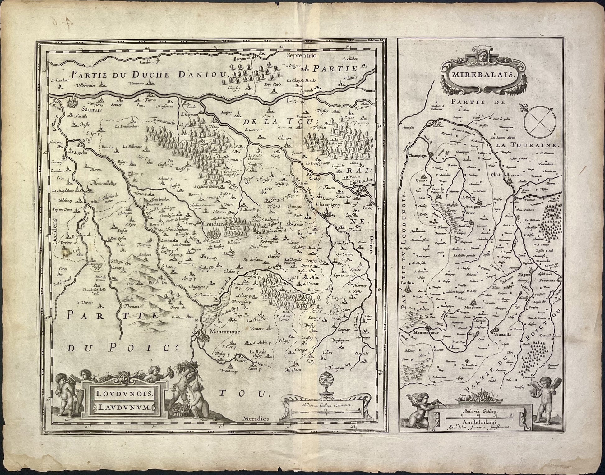 Carte ancienne Loudun et Mirebeau