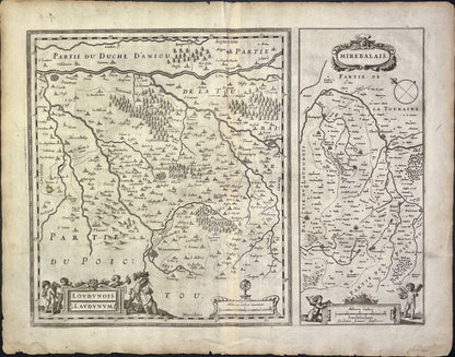 Carte ancienne Loudun et Mirebeau