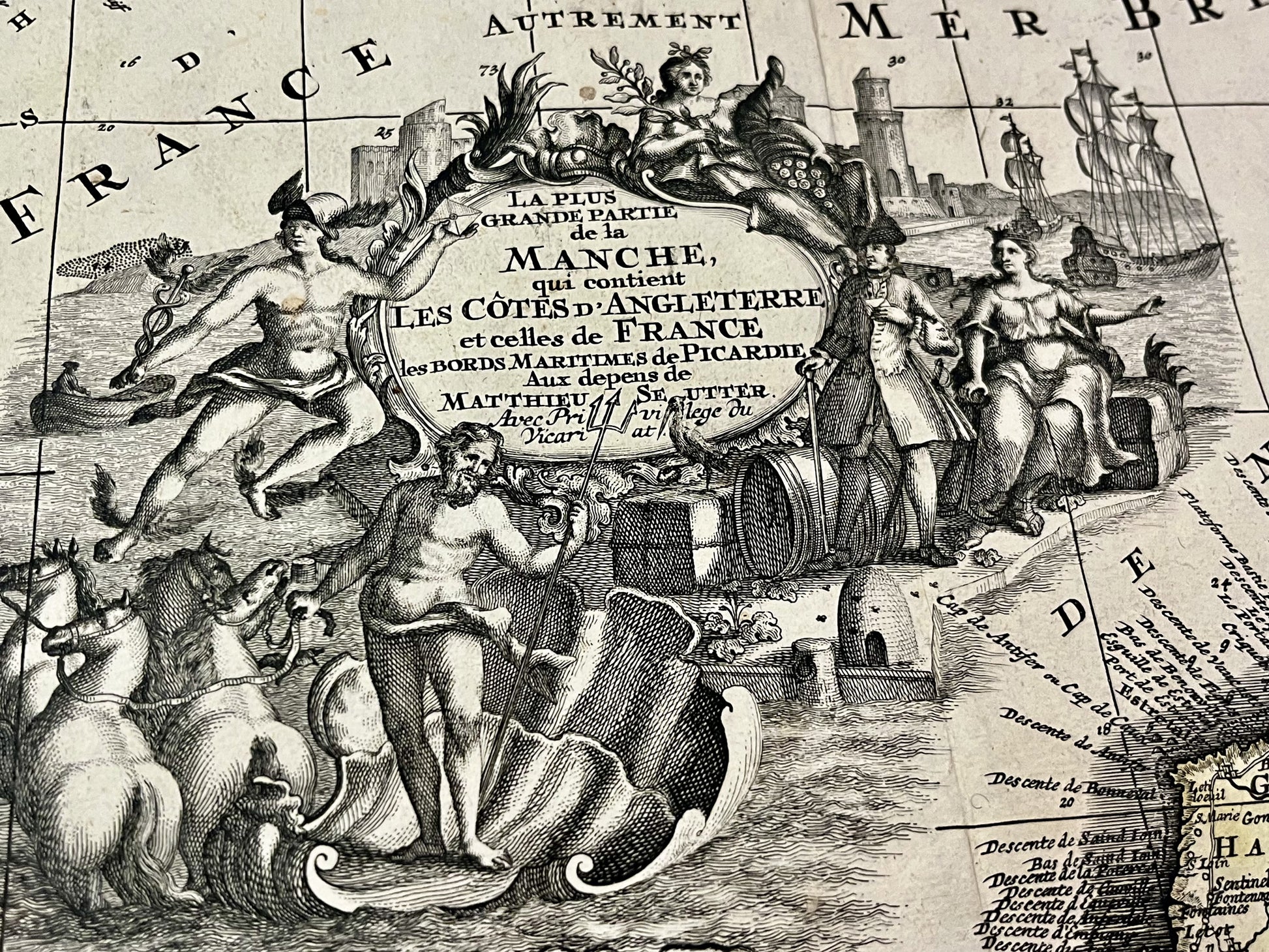 Carte ancienne Manche par Matthaus Seutter