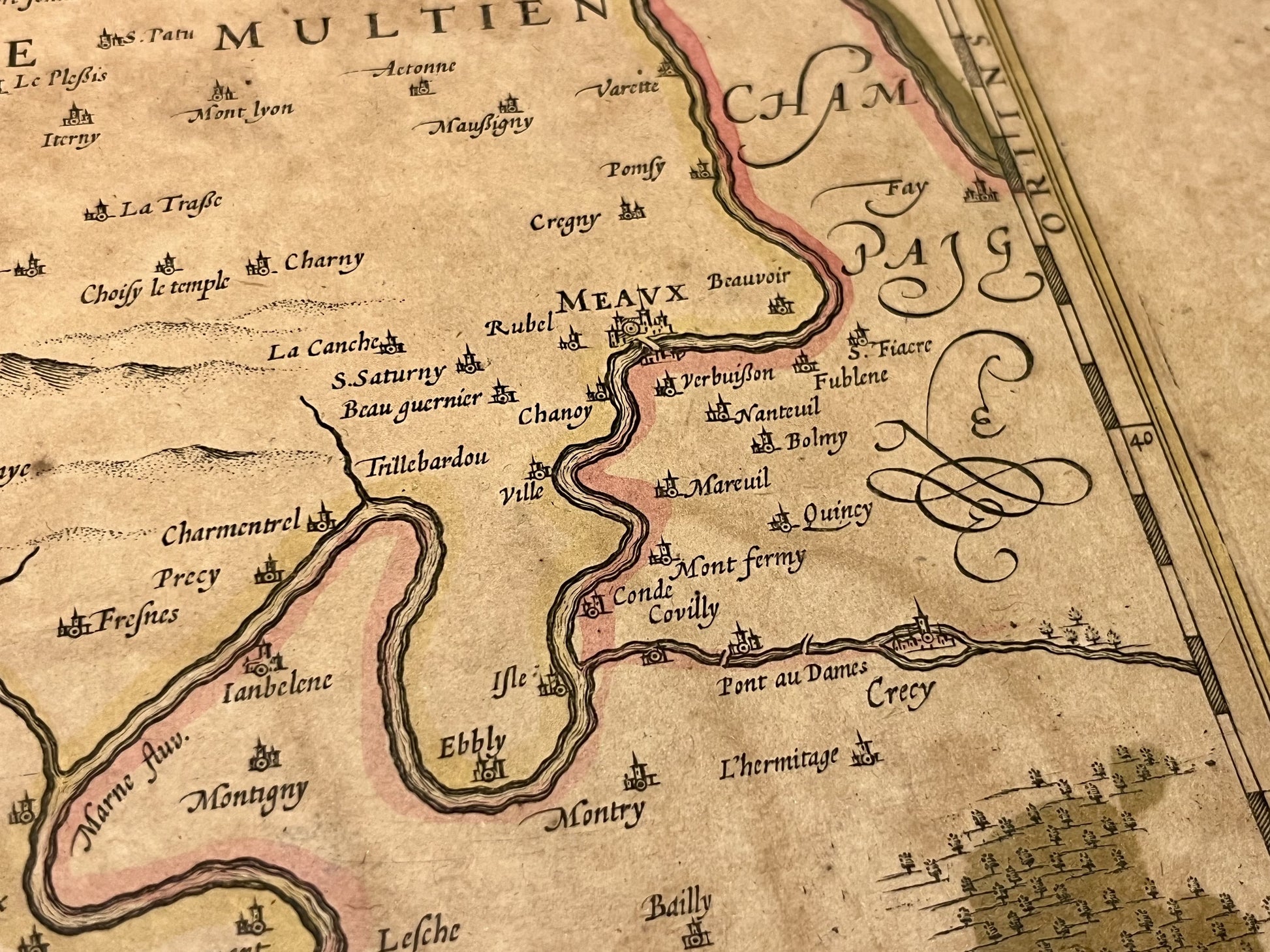 Carte ancienne Meaux et environs par Blaeu