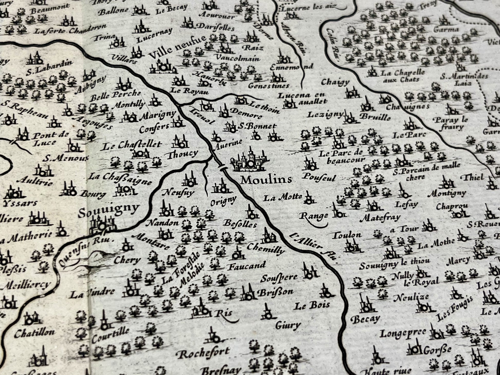 Carte ancienne Moulins Allier