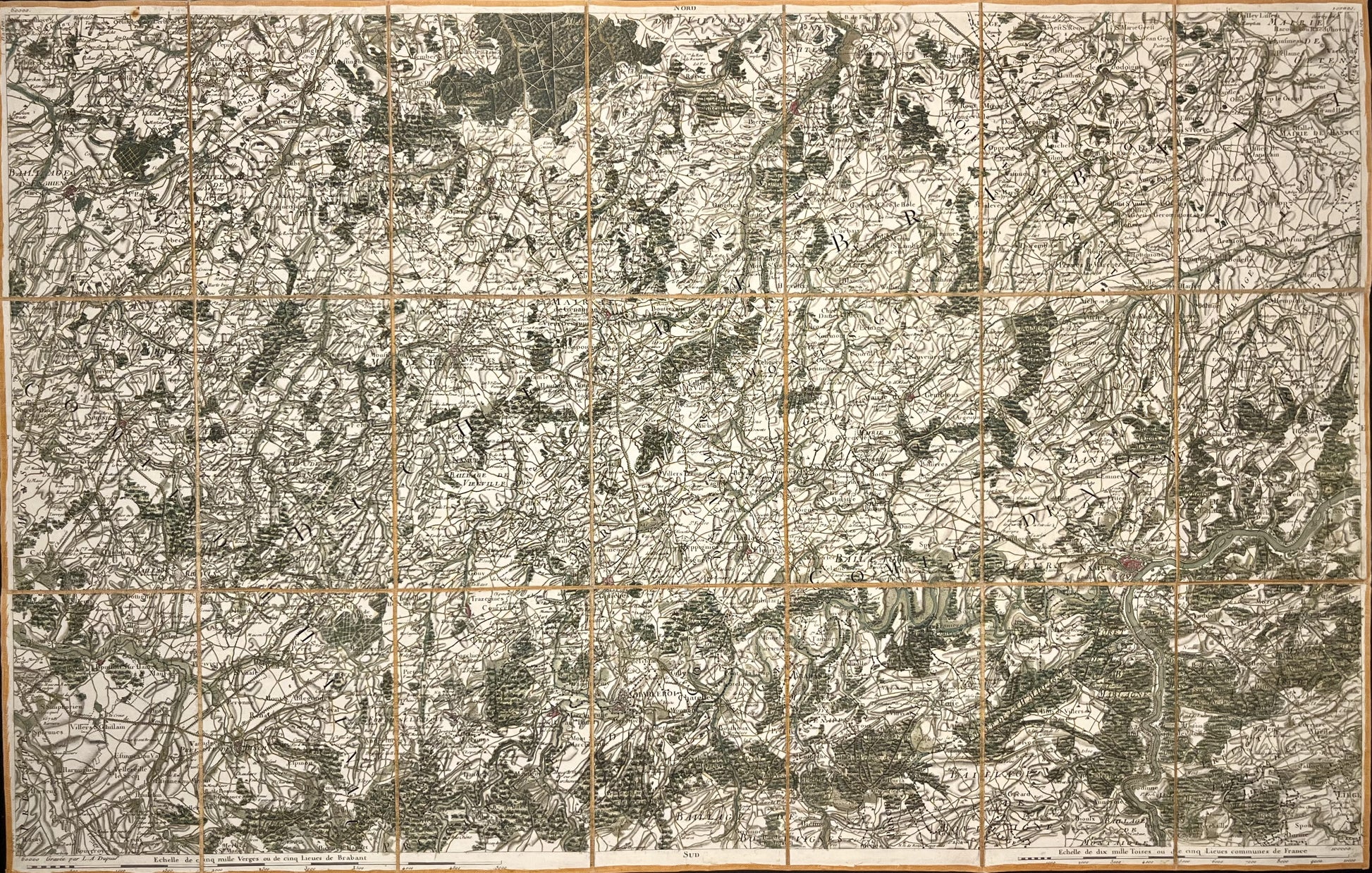 Carte ancienne Namur Nivelles Charleroi par Comte de Ferraris