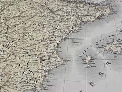 Carte ancienne Peninsule Iberique