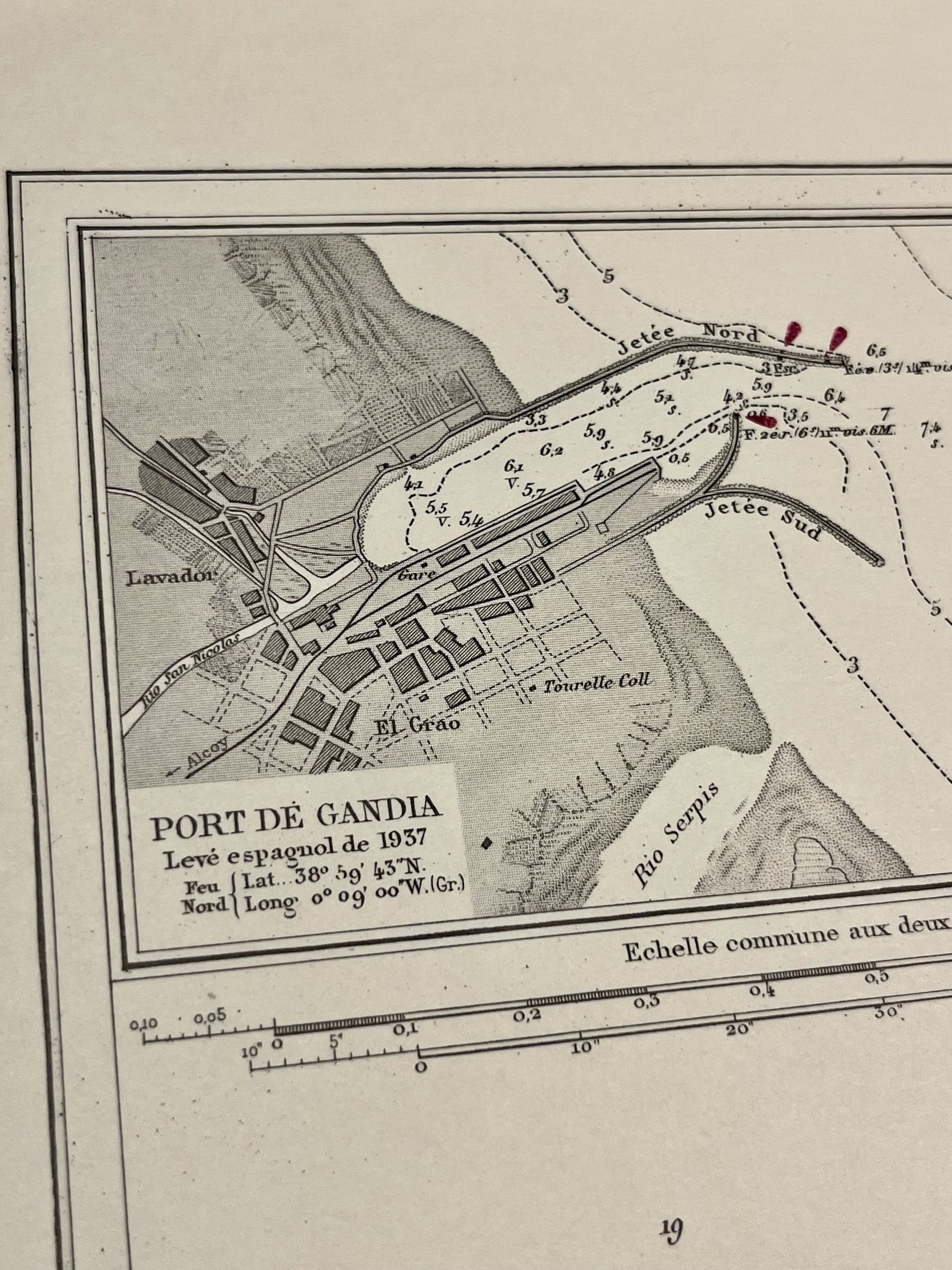 Carte ancienne Port de Gandia Espagne