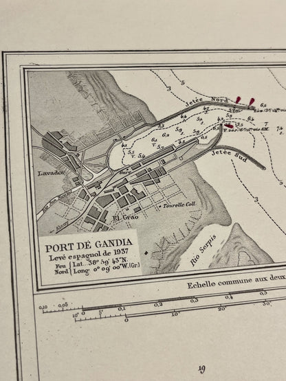 Carte ancienne Port de Gandia Espagne