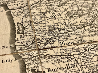 Carte ancienne Pyrenees Perpignan par Roussel