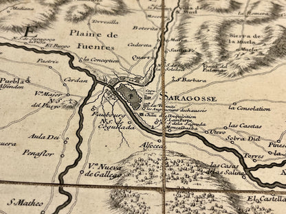 Carte ancienne Pyrenees espagnols par Roussel