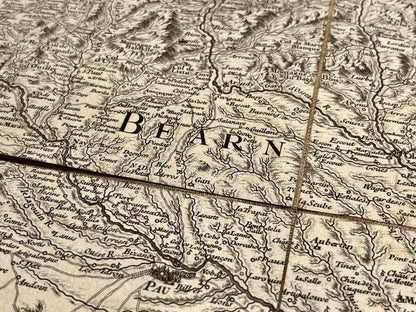 Carte ancienne Pyrennes et Bearn par Roussel