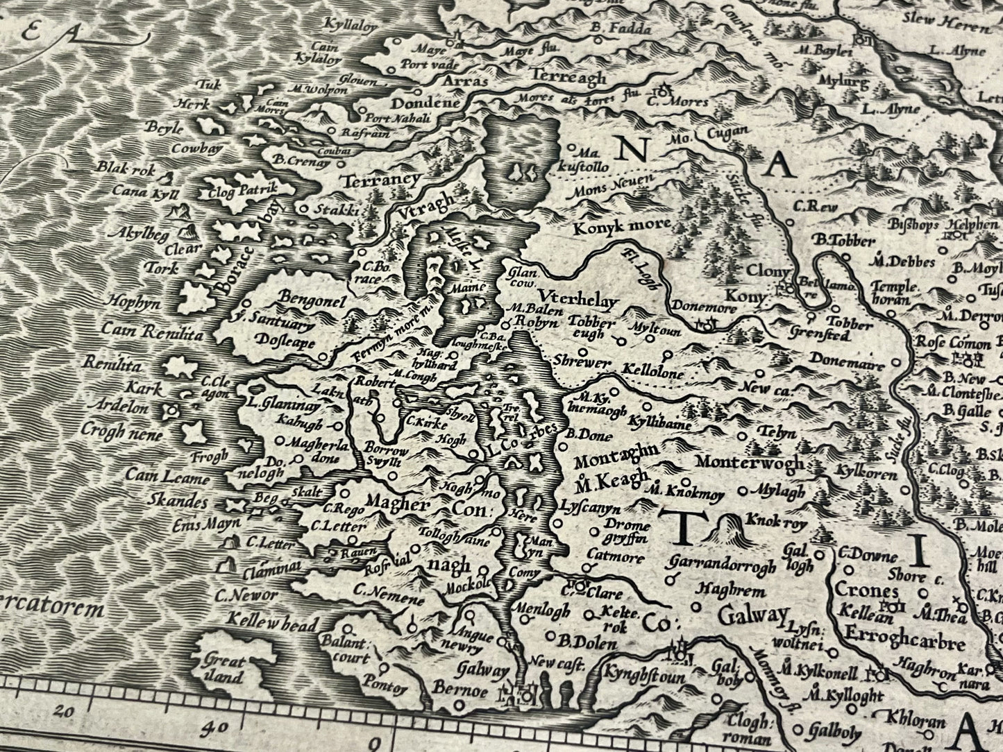 Carte ancienne Royaume Irlande par Mercator